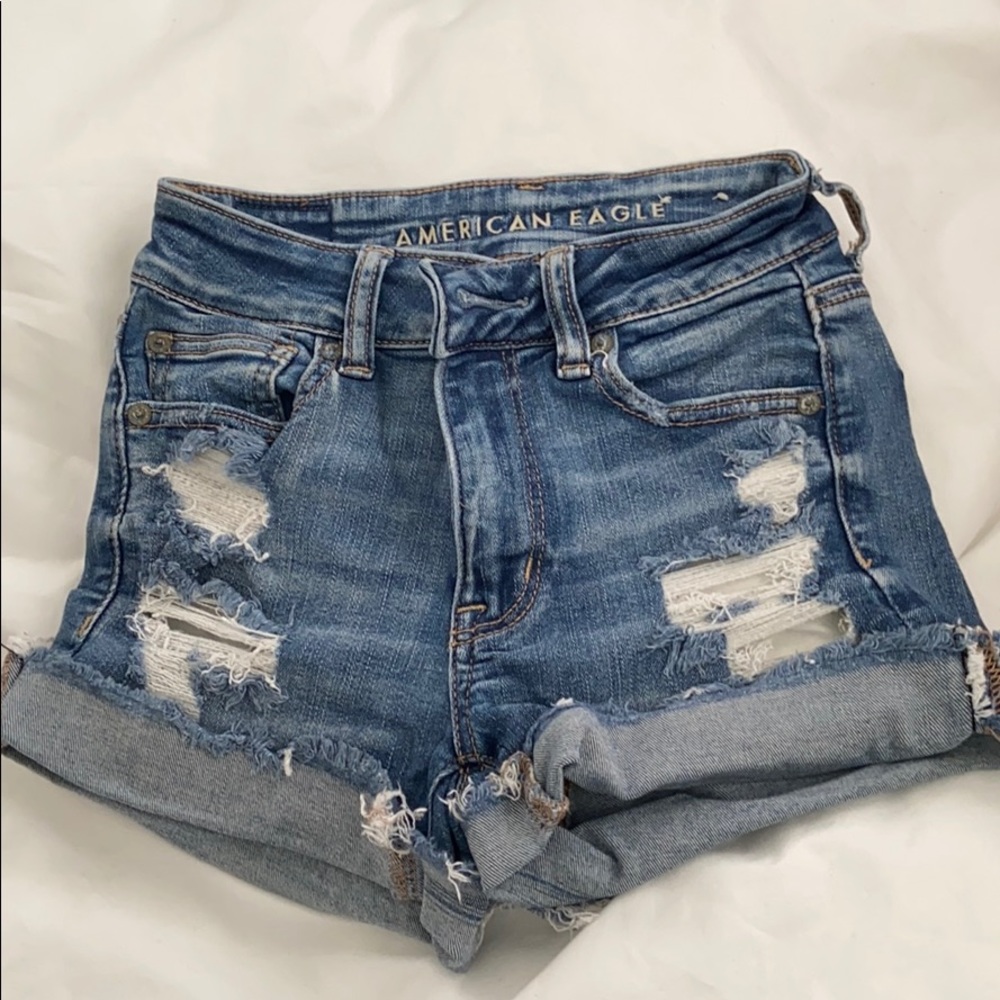 Juniors ripped jean shorts